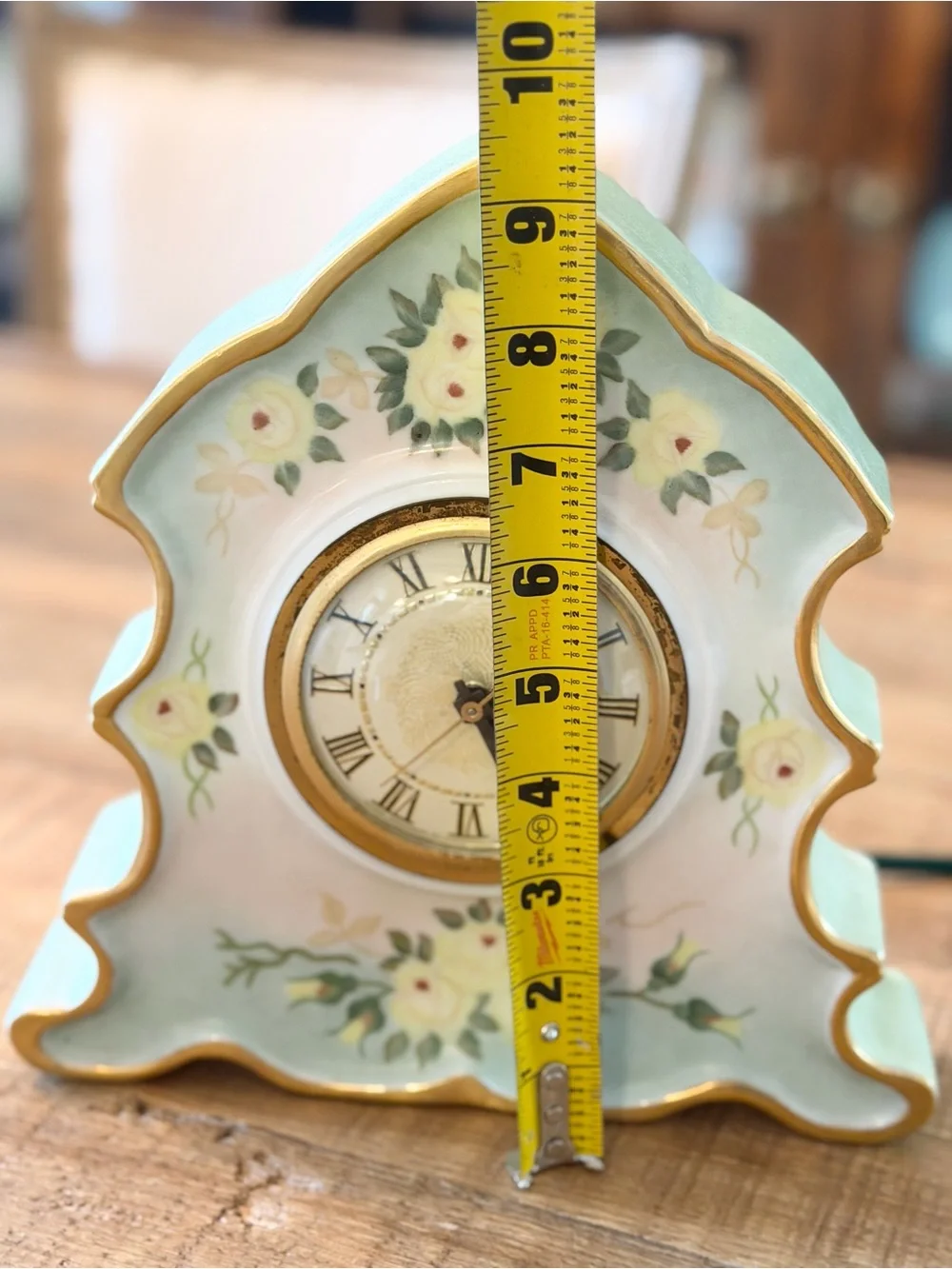 Vintage Floral Porcelain Mantle Clock. Signed | 1950’s 1960’s | Shabby Chic